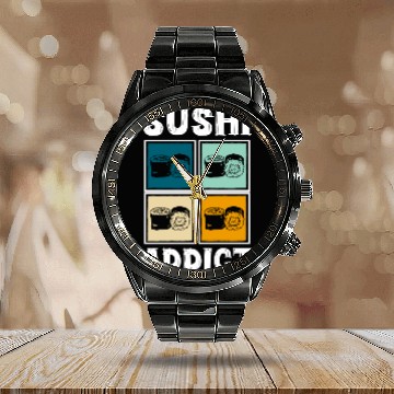 Discover Sushi Delicious Kawaii Cuisine Calendar Steel Band Watch