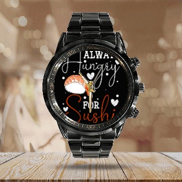 Discover Japanese Fish Maki Cuisine Calendar Steel Band Watch