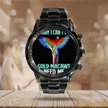 Discover Gold Macaw Ornithologist Enthusiast Gift Calendar Steel Band Watch