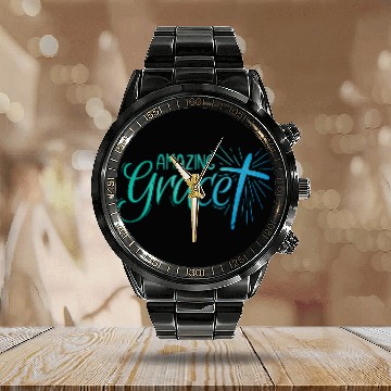 Discover Amazing Grace Lettering Calendar Steel Band Watch