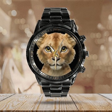 Discover cute lion king animals design Calendar Steel Band Watch