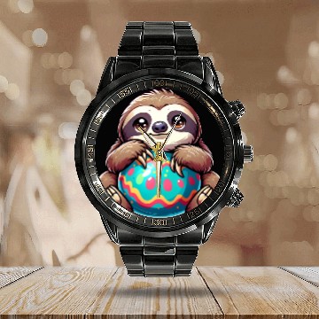 Discover Easter Sloth: Embrace and Easter Egg Calendar Steel Band Watch