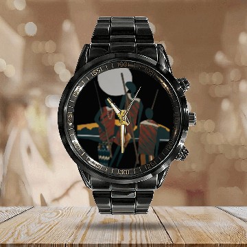 Discover African Art, Tribal Men, Ethnic art, Gift For All Calendar Steel Band Watch