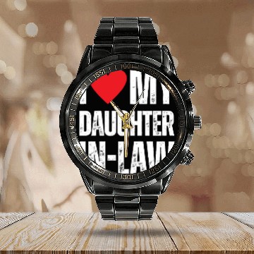 Discover I Love My Daughter in Law Calendar Steel Band Watch