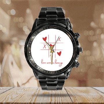 Discover Beige Rouge Amour Saint Valentin Calendar Steel Band Watch