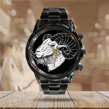 Discover Baphomet Goat Devil Horn Head Calendar Steel Band Watch