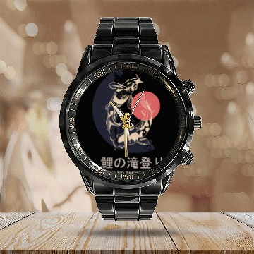 Discover Sunrise Ascent: Twin Koi Journey Calendar Steel Band Watch