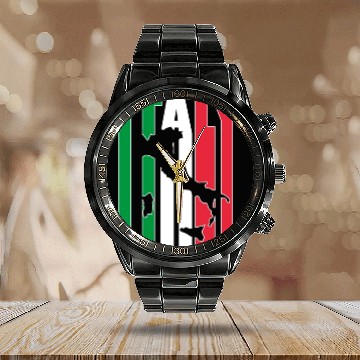 Discover Italy Vintage Countries Italian Culture Flag Calendar Steel Band Watch
