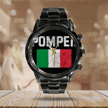 Discover Pompeii Flag Italy Geology Calendar Steel Band Watch