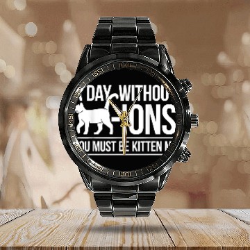 Discover Chemistry Pun Chemistry Joke Cat Cation Chemist T Calendar Steel Band Watch