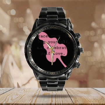 Discover Self-Love Affirmation Leaf Design Calendar Steel Band Watch