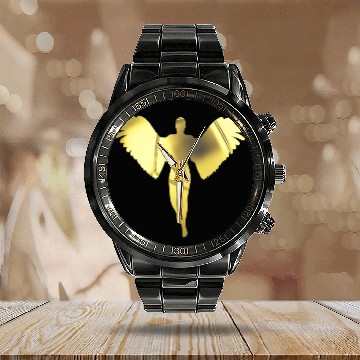 Discover golden angel in a bright golden color Calendar Steel Band Watch