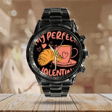 Discover Coffee and Croissant | My Perfect Valentine Calendar Steel Band Watch
