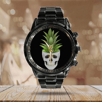 Discover pineapple skull Calendar Steel Band Watch