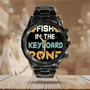 Discover Fish In The Keyboard Pond Calendar Steel Band Watch