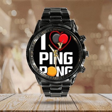 Discover I Love Ping Pong Paddle Racket Sports Table Tennis Calendar Steel Band Watch
