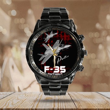 Discover Lockheed Martin F-35 Lightning II Calendar Steel Band Watch