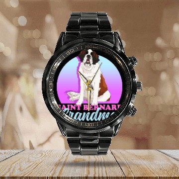 Discover St. Bernhard Dog Saint Bernard Grandma Calendar Steel Band Watch