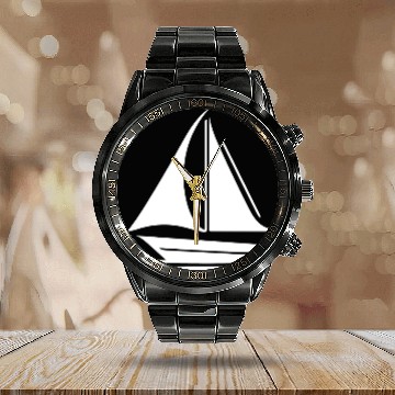 Discover Small Sailing Boat With Set Sails Calendar Steel Band Watch