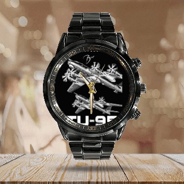 Discover Tupolev TU-95 Heavy Russian Bomber Aircraft Calendar Steel Band Watch