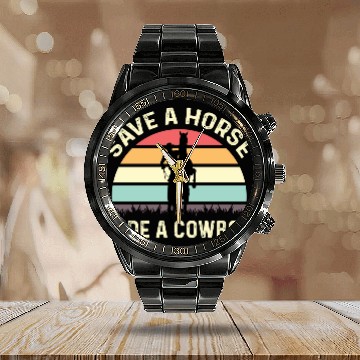 Discover Ride a Cowboy Joker or Funny Person Gift Calendar Steel Band Watch