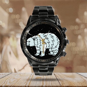Discover Tribal Polar Bear Indigenous Gift Calendar Steel Band Watch