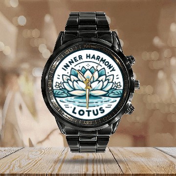 Discover Inner Harmony Lotus - Serene Water & Flower Design Calendar Steel Band Watch