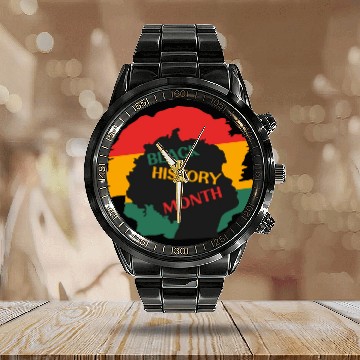 Discover Black history month. African American woman Calendar Steel Band Watch