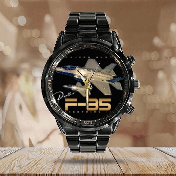 Discover Lockheed Martin F-35 Lightning II Calendar Steel Band Watch
