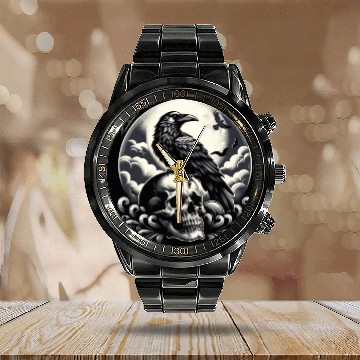 Discover Eclipse of the Corvid Calendar Steel Band Watch