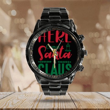 Discover Here Come Santa Claus Calendar Steel Band Watch