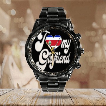 Discover CRI Love My Costa Rican Girlfriend Calendar Steel Band Watch