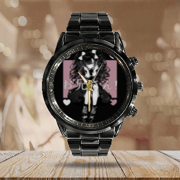 Discover Gothic Maid Anime Harajuku Yami Kawaii Aesthetic Calendar Steel Band Watch