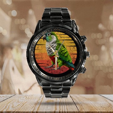 Discover Green Cheeked Conure Funny Conure Parrot Calendar Steel Band Watch