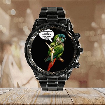Discover Funny Green Cheeked Conure Cute Conure Parrot Calendar Steel Band Watch