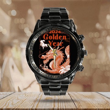 Discover Golden Year Dragon Majestic White Calendar Steel Band Watch