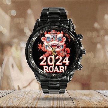Discover ROAR! 2024 Chinese New Year Dragon Celebration Calendar Steel Band Watch