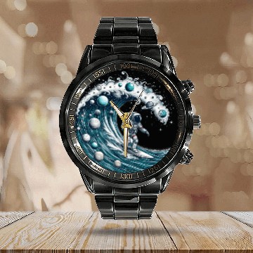 Discover Surfing Astronaut Calendar Steel Band Watch