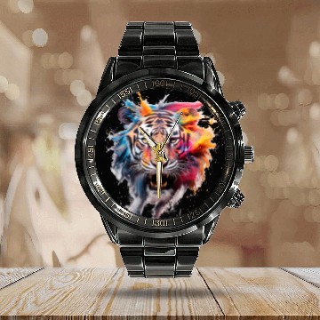Discover Grafitti Tiger Calendar Steel Band Watch