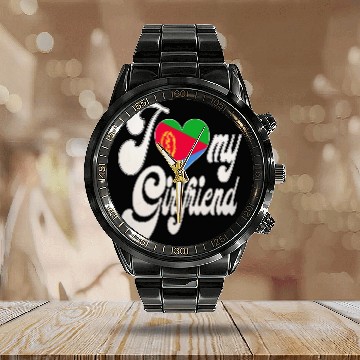 Discover EritreaI Love My Eritrean Girlfriend Calendar Steel Band Watch