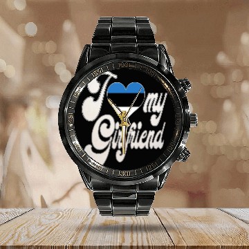 Discover EstoniaI Love My Estonian Girlfriend Calendar Steel Band Watch