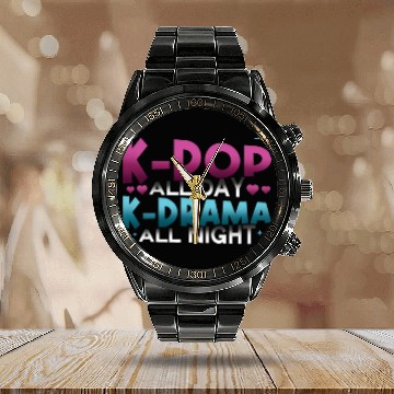 Discover K-Pop All Day K-Drama All Night K-Drama Calendar Steel Band Watch