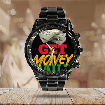 Discover Get Money Daily Calendar Steel Band Watch
