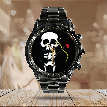 Discover Funny skull cupid halloween costume Calendar Steel Band Watch
