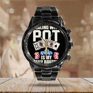 Discover Funny Casino Dealer Poker Calendar Steel Band Watch