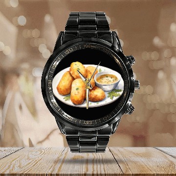 Discover French Crispy Potato Croquettes Calendar Steel Band Watch