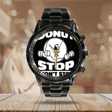 Discover Fitness Donut Funny Donut Gym Calendar Steel Band Watch
