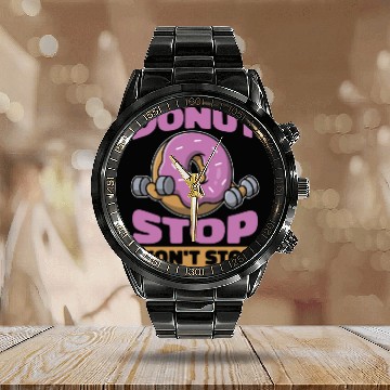 Discover Fitness Donut Funny Donut Gym Calendar Steel Band Watch