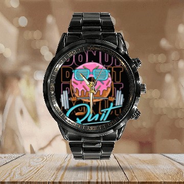 Discover Fitness Donut Funny Donut Gym Calendar Steel Band Watch