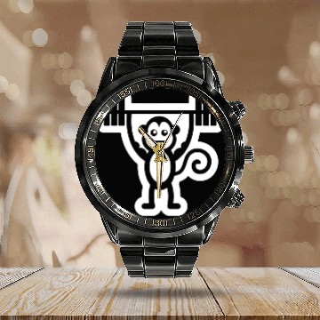 Discover Muscle Gym Monkey Calendar Steel Band Watch
